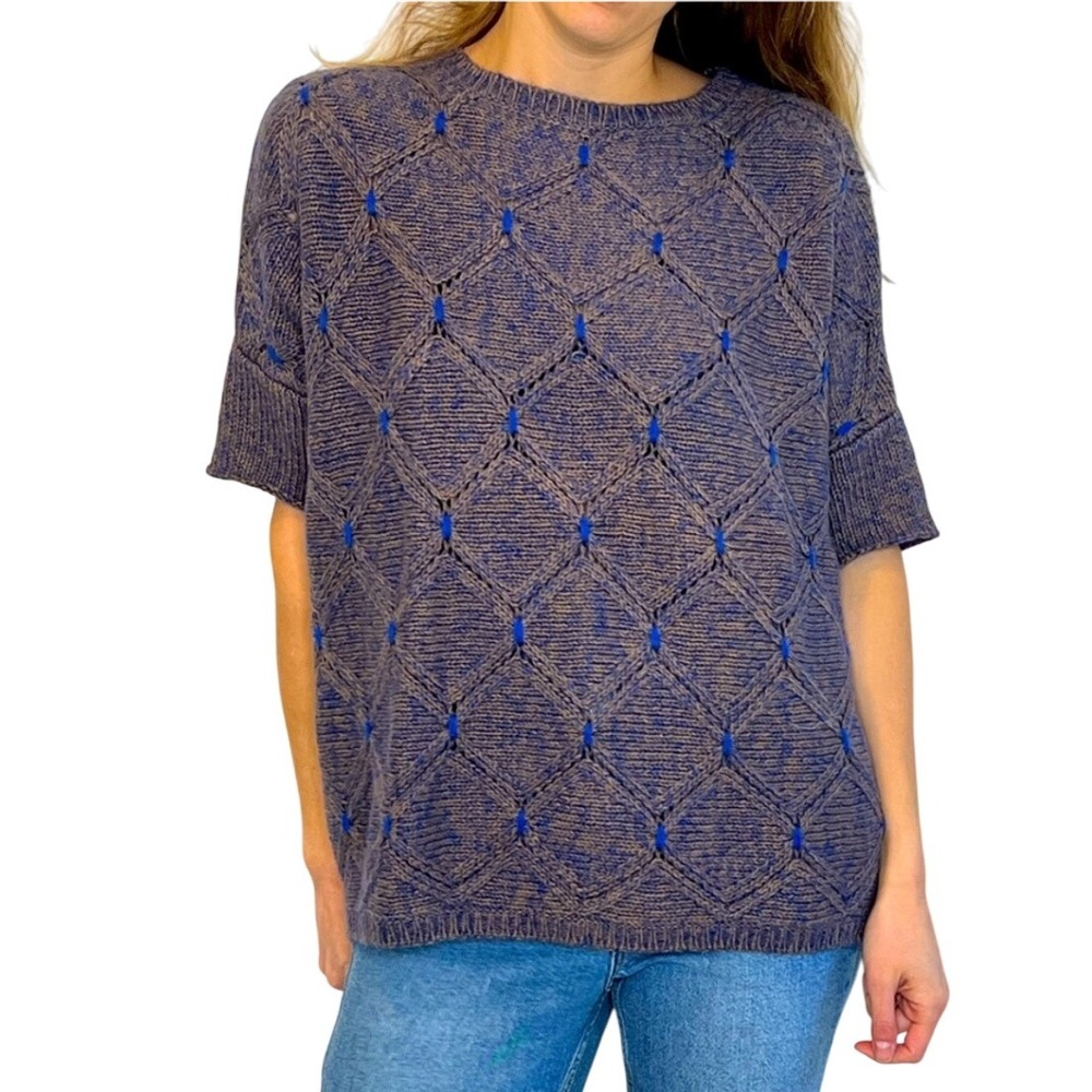 MOTH Diamond Knit Sweater‎ Top Blue/Grey Size S/ M